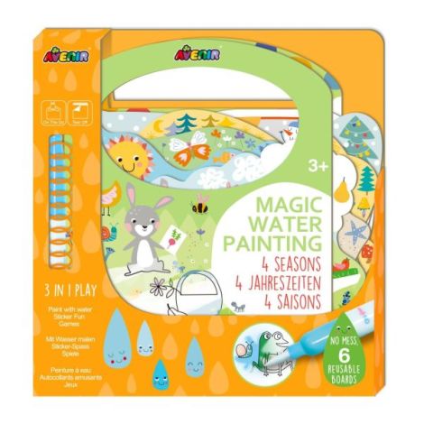 Carte de pictat cu apa, stickere si jocuri, portabila - 4 anotimpuri - imagine 10